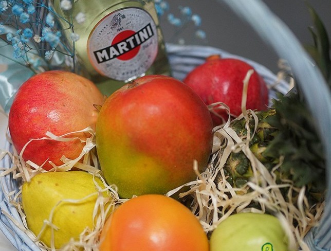 Fruit Basket with Martini Bianco 1L (made to order, 24 hours) photo